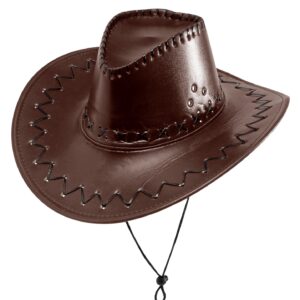 Cappello Cowboy Marrone Con Cuciture
