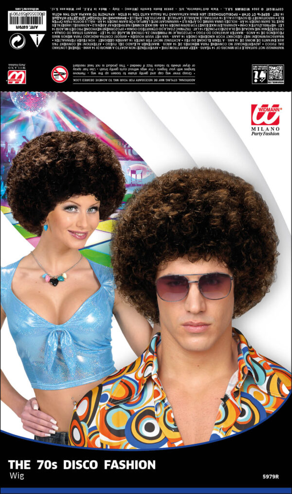 Parrucca Anni 70 Unisex Castana - immagine 2
