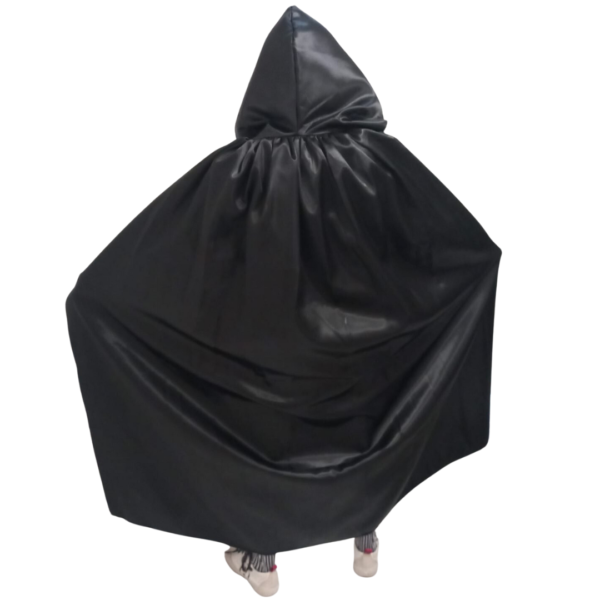 mantello nero con cappuccio 130 cm