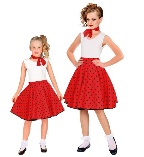 gonna e foulard  a pois rossa misura bambina