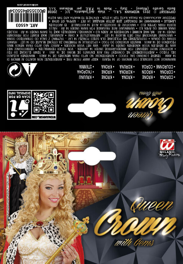 Corona regina oro con gemme - immagine 2