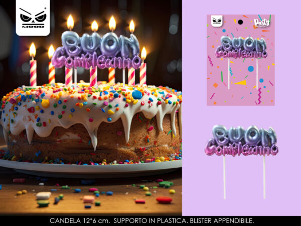 Candelina buon compleanno multicolor
