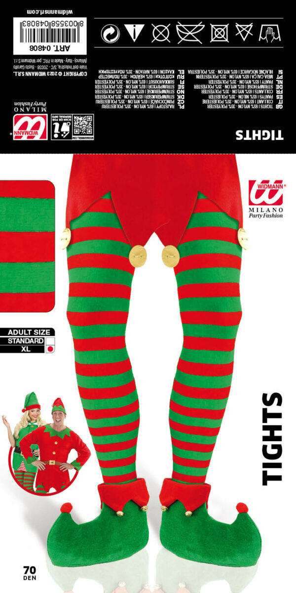 Collant rigati verde-rosso 70den - immagine 2