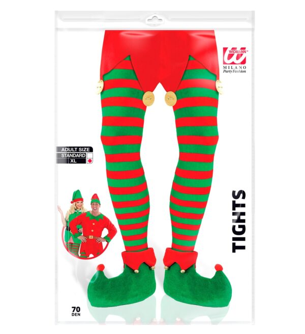 Collant rigati verde-rosso 70den