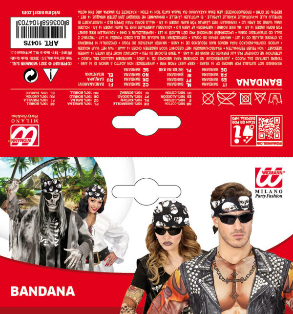 Bandana teschi 55x55cm 100% cotone - immagine 2