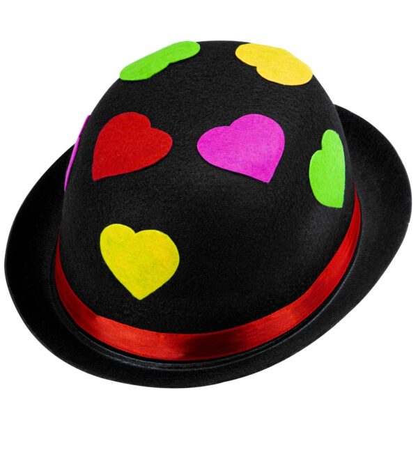 Bombetta Nera con cuori in feltro