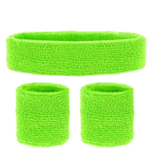 Set fascia antisudore verde fluorescente