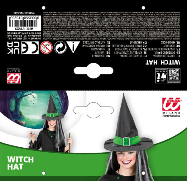 Cappello strega con fascia e fibbia verde - immagine 2