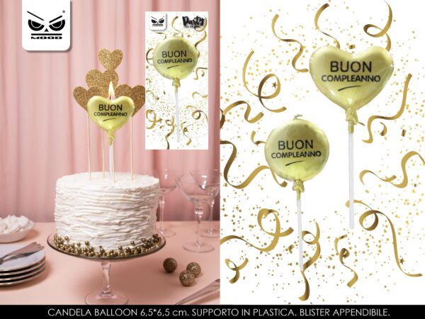 Candelina palloncino oro "Buon compleanno"