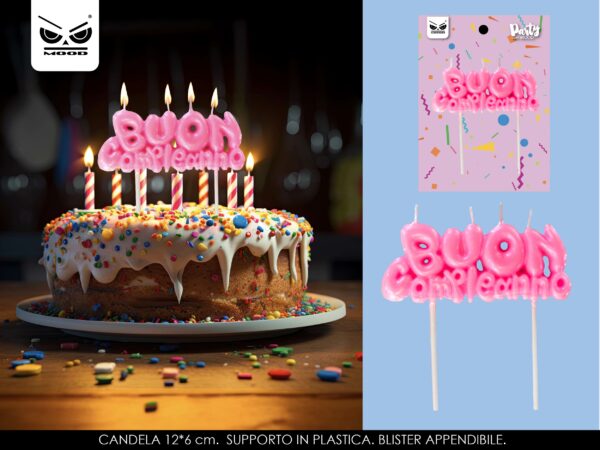 Candelina buon compleanno rosa