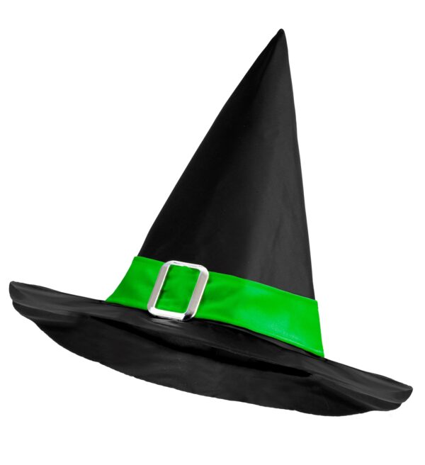 Cappello strega con fascia e fibbia verde