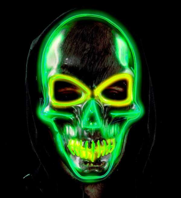 Maschera teschio argento led colorati